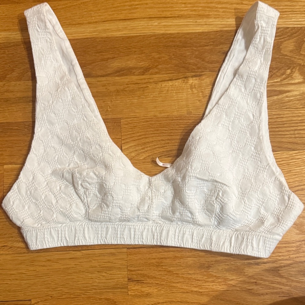 Free People White Textured Bralette